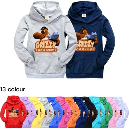 Grizzy and The Lemmings Boys Hooded Top Fall Clothes for Kids Cotton Cute Sweatshirt Little Baby Kids Tshirt Hoodie Child Shirt