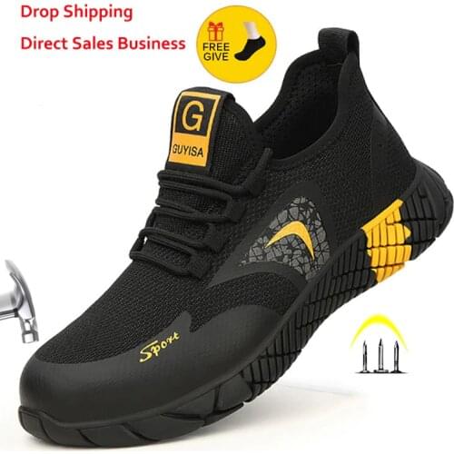 Breathable Mens Safety Shoes Boots With Steel Toe Cap Casual Mens Boots Work Indestructible Shoes Puncture-Proof Work Sneakers