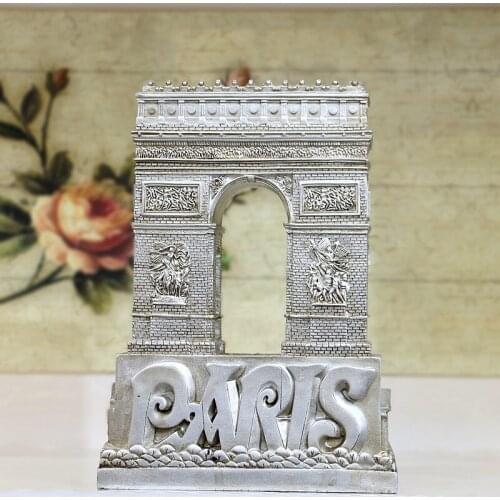 FRENCH LANDMARK TRIUMPHAL ARCH ORNAMENT CRAFTS STATUE EUROPEAN BUILDING RESIN MODEL FIGURINE FRANCE ARCHITECTURE SCULPTURE R1691