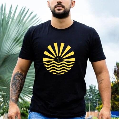 2021 New Style Sunrise East T Shirt Sun Printing Men O-neck Short-sleev Tops 100% Cotton Loose Casual Fashion Harajuku Tee