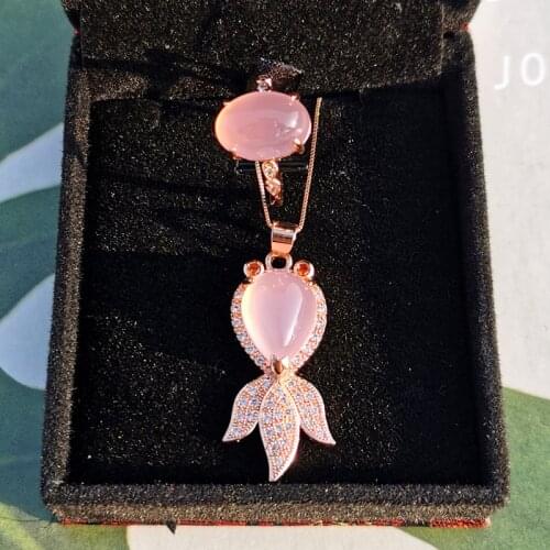 Jadery 925 Silver Jewelry Sets Animal Fish Natural Green Pink Jade Ring/Necklace Gemstone Emerald Women Jewelry Gifts Drop Ship