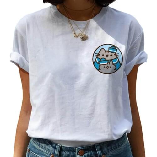 Kawaii Pusheen Harajuku T Shirt Women Cute Cat Funny Cartoon T-shirt Ullzang 90s Anime Tshirt Fashion Korea Style Top Tee Female