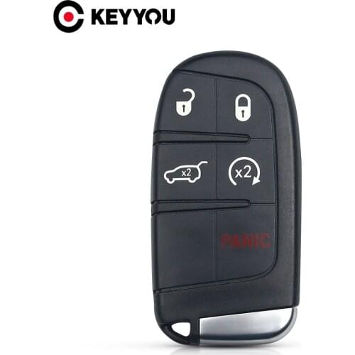 KEYYOU Replacement Car Smart Remote Key Shell Case 4+1 5 Buttons Fob Keyless For Charger Dodge Jeep Grand Cherokee 2013-2015