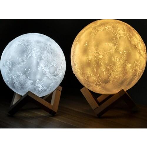 Moon lamp 3D print night light Rechargeable 3 Color Tap Control lights 16 Colors Change LED Bedside Ball Table Lamp