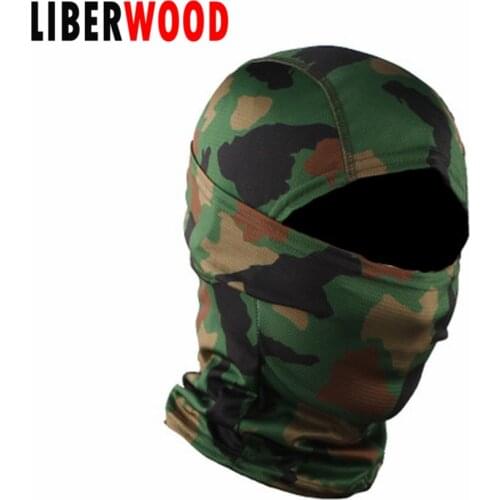 LIBERWOOD Tactical Hood Headwear Camouflage Balaclava Army Full Face Mask Cycling Face Shield Windproof motorcycle liner