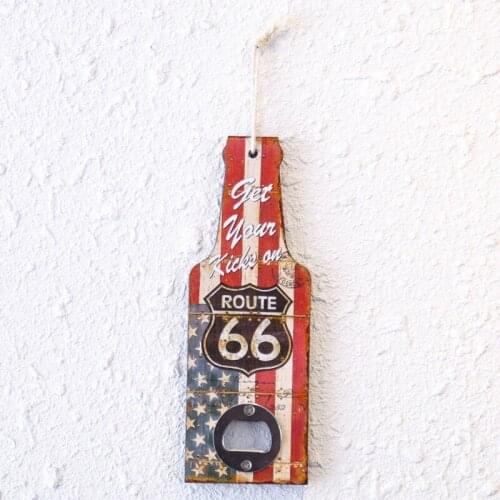 LINKWELL 1PC 19.8*7cm Route 66 USA National Flag Retro Wall Decor Opener Wine Beer Soda Glass Cap Bottle Opener Kitchen Bar Gift