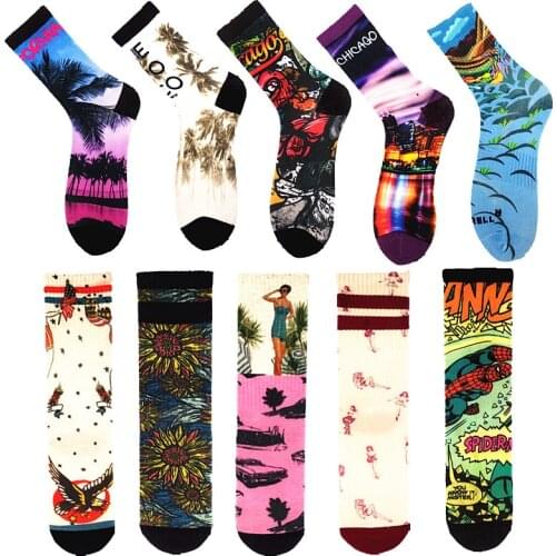 Fashion retro novelty crazy street trend hip hop weird socks personality horror printed horror socks calcetines dibujos