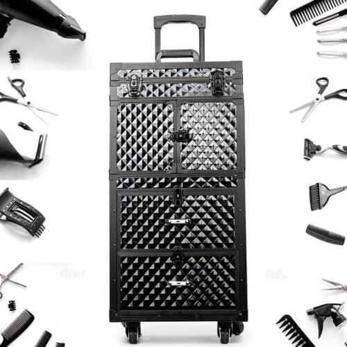 Men Professional Hairdressing rolling luggage High capacity Toolbox Salon trolley suitcase Beauty Large Drawer Toolbox