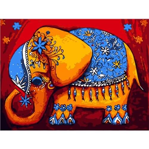 Cartoon Elephant DIY Painting By Numbers Animals Handpainted Oil Painting Wall Art Calligraphy Painting Diy Framed 40x50CM