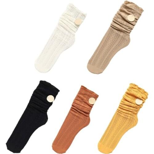 066C 5 Pairs Women Hollow Out Breathable Mesh Crew Socks Solid Color Braided Striped Pattern Vintage Elastic Loose Mid Tube