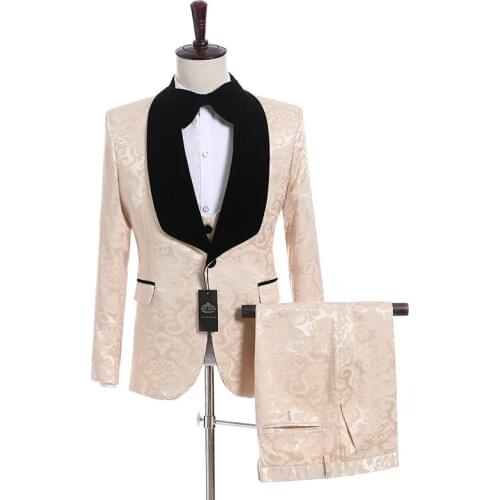 Newest Groomsmen Shawl Lapel Groom Tuxedos Side Vent Men Suits Wedding Best Man Blazer ( Jacket+Pants+Bow Tie+Vest ) C138