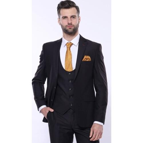 Plain Vested Dark Brown Mens Suit Wessi