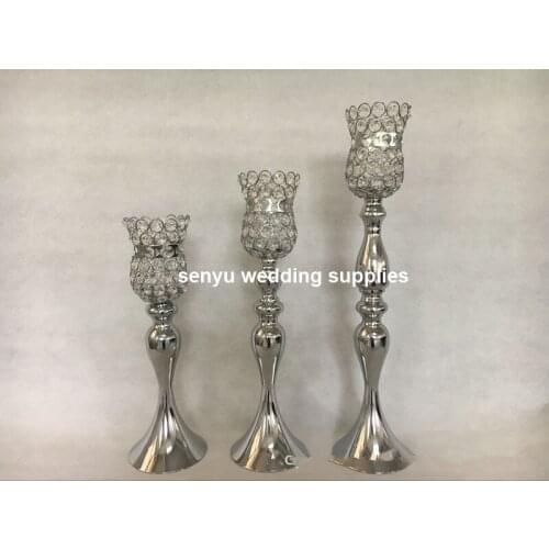 Factory Wholesale Wedding Transparent Candelabra Centerpieces For Wedding Table White Centerpiece Crystal Candle Holder sen0296