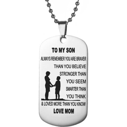CAXYBB To My Son necklace Dog Collar Stainless Steel Pendant Necklace Military Necklace Dog Tag Love Gift Mom drop shipping