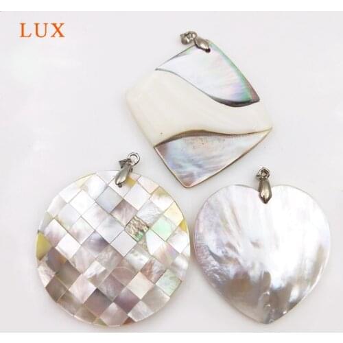 Fashion Round Heart Shape Sea Shell Pendant Pure White Shell With Silver Jewelry Decoratoins Pendant Finding For Necklace Making