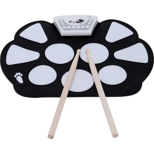 Portable Electronic Drum Portable Electronic Roll up Drum Pad Kit Silicon Foldable with With Drum Sticks
