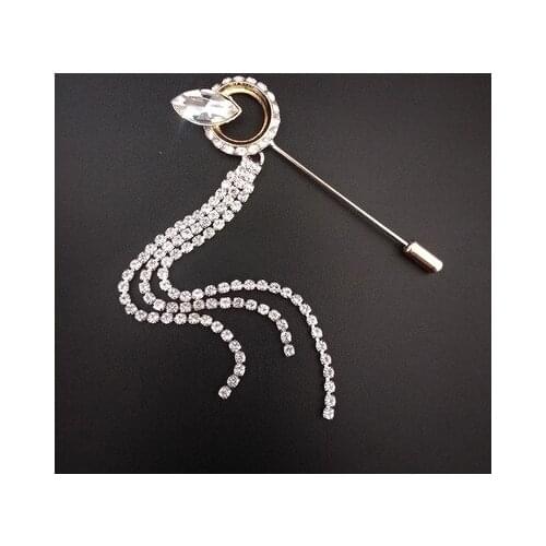 Retro Crown Brooch Corsage Crystal Rhinestone Chain Tassel Coat Cardigan Pin Buckle Scarf Buckle Gifts for Women Men Accessories