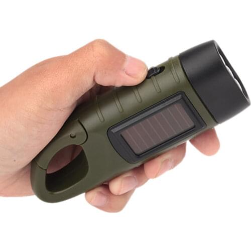 Hand Crank Dynamo Solar Powered Rechargeable LED Camping Emergency Flashlight Torch Camping Mountaineering With Ni-MH Battery