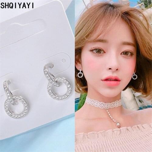 SHQIYAYI Drop Earrings Silver 925 Party Gift Fashion Jewelry For Women Korea Trendy Accessories Cubic Zirconia 556