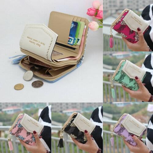 Cute Modis Womens Girls Tassel PU Leather Small Wallet Unicorn Clutch Short Purse Card Holder Ladies Handbag High Quality