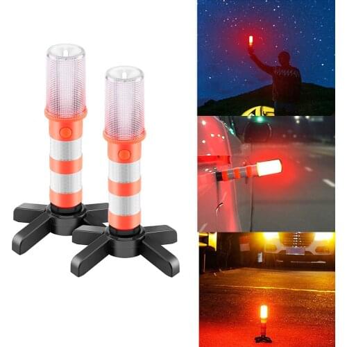 2PCS LED Portable lamp Road Security Flashing Flash Flare Strobe Light With 2 stand For Traffic Warnings/Roadblocks/Camping/Hike