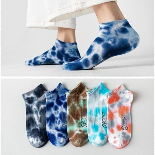 Tie-dye harajuku socks men and women letter high quality sox fashion Japanese street hip-hop clothing matching gifts short socks