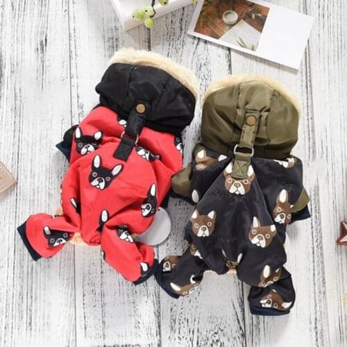 Warm Dog Winter Down Coat Pets Four-legged Hoodies Dog Warm Jacket Windproof Velet Fleece Dog Waterproof Button Jumpsuits Parkas