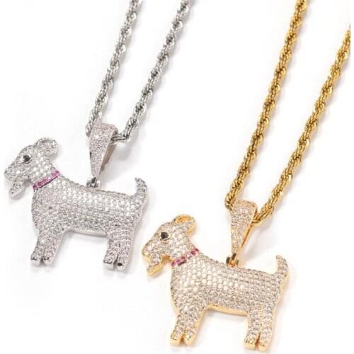 Hip Hop Goat Pendant Necklace Bling Iced Out Cubic Zircon Demon Jewelry For Men Women Couple Party Gift Dropshipping
