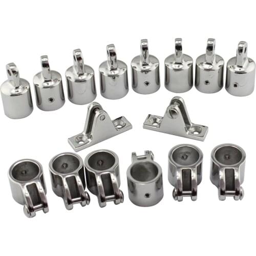 4 and 3 Bow Stainless Bimini Top Fitting Boat Stainless Steel Marine Hardware Set - 16/12 piece set of SS316 7/8"(22mm) 1"(25mm)