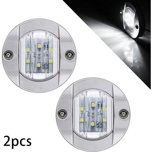 DC 12V Marine Boat Transom LED Stern Light Round Cold White LED Tail Lamp Yacht Accessory White