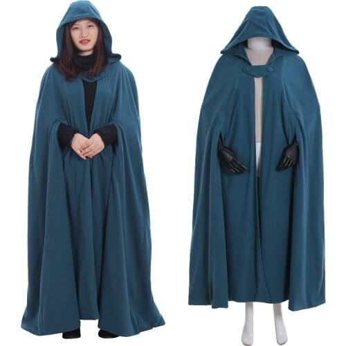 Womens Long Cape Cloak Hooded Coat Winter Outwear Medieval Robe Costume