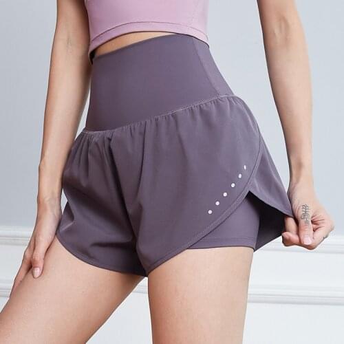 Women Reflective Dot Sports Running Shorts Safety 2 in 1 Gym Yoga Shorts High-waist Fitness Training Workout Shorts With Liner