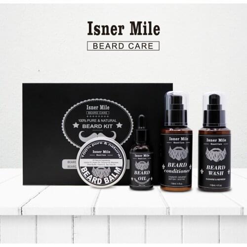 4PCS Beard Oil Beard Balm Men Beard Wash and Conditioner Set Natural Beard Growth Essential Oil Kit Male Beard Care Cleaning Kit