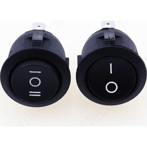 5PCS KCD1 Round Black 3 Pin SPST 3 Position ON-OFF-ON 2 Position ON-OFF Rocker Boat Switch 6A 220V 10A 125V