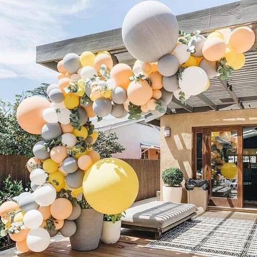85Pcs Orange Yellow Warm Color Balloon Chain Outdoor Party Wedding Birthday Balloon Layout Festival Day Decoration