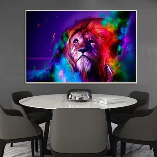 Watercolor Abstract Lion Canvas Paintings On The Wall Art Aniamals Decotative Wall Pictures Pop Art Canvas Prints For Kids Room