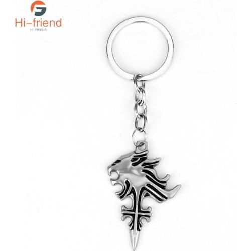 Game Final Fantasy 8 Keychain Wolf Head Logo Metal High Quality Key Ring for Women Gift Party Accessories Jewelry