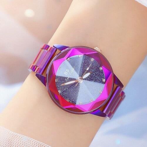 Women Watch Famous Luxury Brands Crystal Ladies Watches Stainless Steel Purple Starry Sky Women Wrist Watches Montre Femme 2020