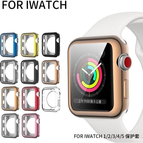 Case for Apple Iwatch 44 42mm 40mm 38mm PC Electroplating Case +Protective Tempered Glass Film Shockproof Case for Apple iWatch