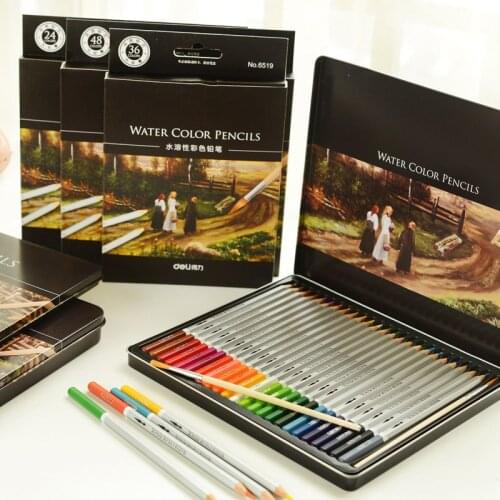 Watercolor Color Pencil 24/36/48/72 Watercolor Pencil Soluble Color Lead Tin Coloring Colour Painting Color Pencil Secret Garden