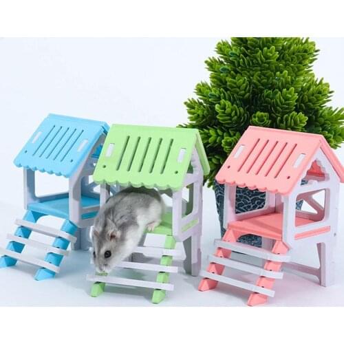 Wooden House Chinchilla Hamster Nest Attic Small Animal Playing Chewing Pet Toy