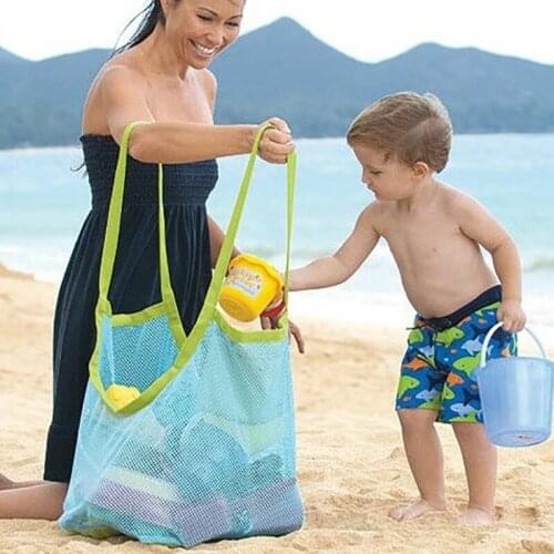 Kids Baby Toys Beach Bag Large Mesh Storage Bags Toy Beach Sand dredging Tool Children Shoulder Storage Bag Women shopping bag