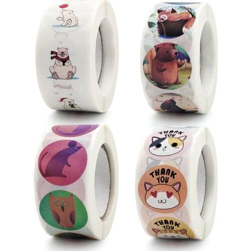 Childrens cartoon animal stickers in roll