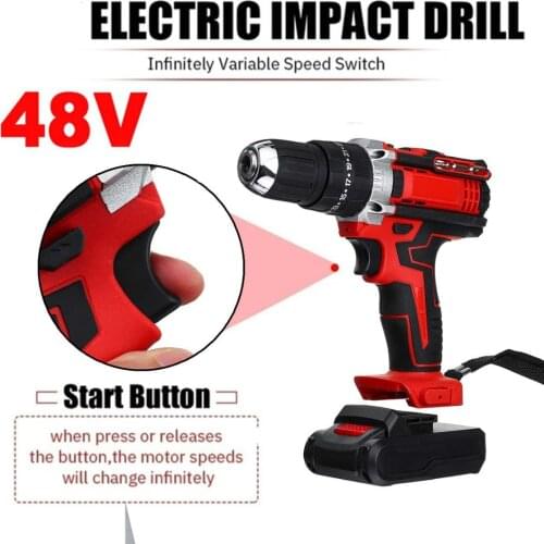 48V Electric Drill Cordless Rotary Tool 3 in 1 Professional Hammer Screwdriver With Battery Rechargeable Power Tools