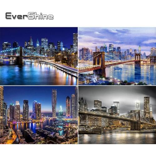 EverShine Diamond Painting City Night Scenery Full Square Diamond Embroidery Building Landscape Rhinestone Mosaic Wall Decor