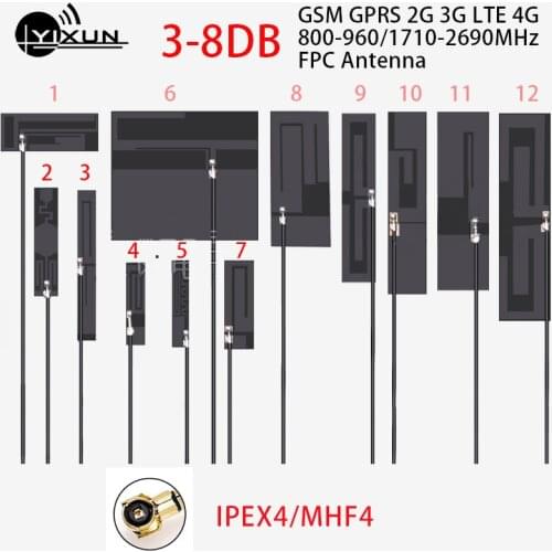 GSM GPRS 2G 3G LTE 4G internal FPC soft board antenna IPX IPEX4 RG1.13 13cm length cable 8dbi for M.2 interface module