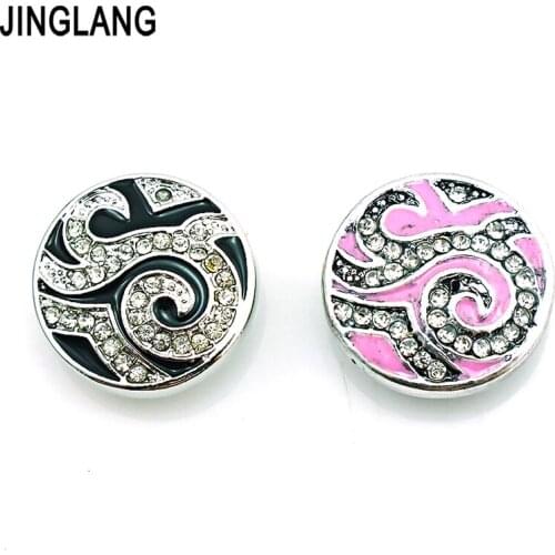 JINGLANG Free Shipping Fashion 2 Color Spindrift 18mm Snap Button Metal Clasp DIY Interchangeable Bracelets Jewelry Accessories