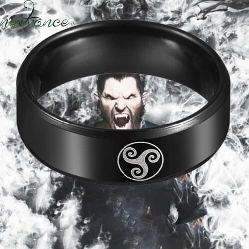 Nextvance Teen Wolf Logo Ring Tungsten Black Finger Rings for Boy Teenage Gift Couple Valentines Day Gift Bague
