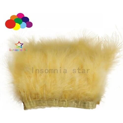 2 Meter Orange cream Turkey feather Trims Dyed Feathers Ribbons Plumes Fringes for DIY Clothing Decor Accessory