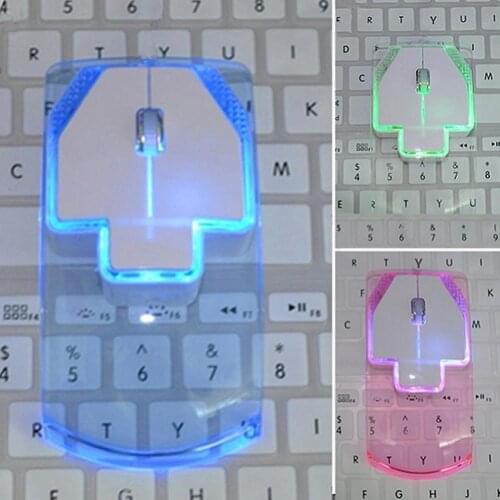 HOT SALES!!!Creative Ultra-thin Transparent 2.4GHz Wireless Optical Luminous Mouse for PC Laptop